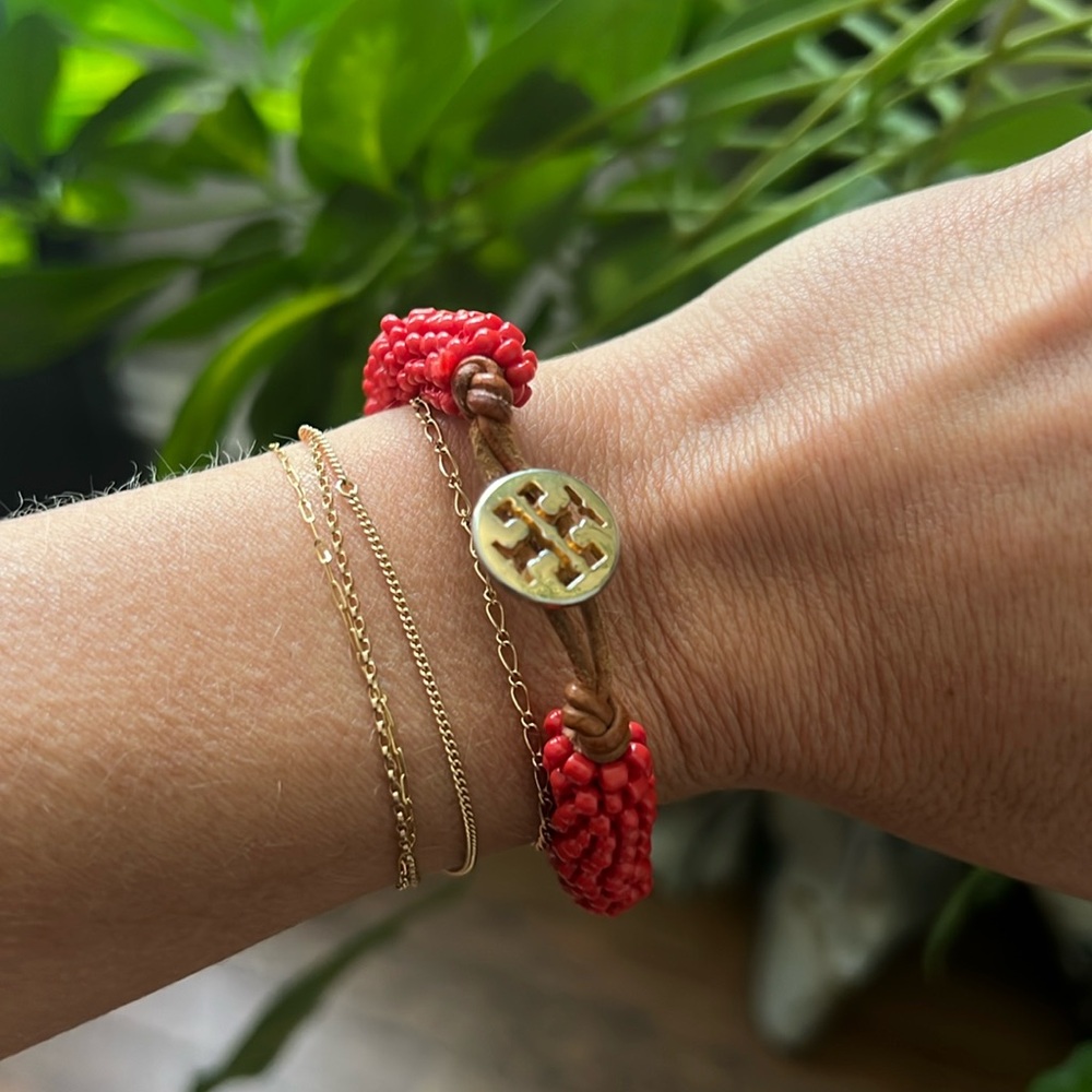 Red Tory Burch Bead Bracelet